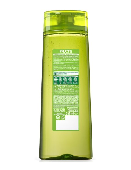 Reverso con ingredientes e información del champú Fructis Vitamin Force Garnier