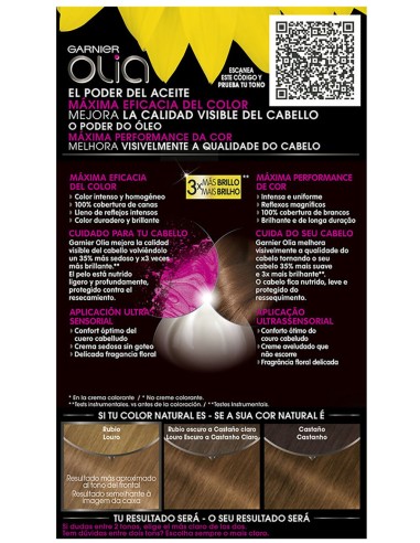 Olia Tinte Sin Amoniaco Color 7.3 Rubio Dorado