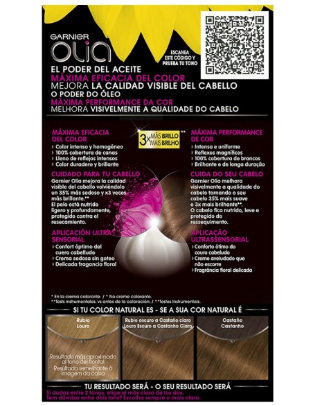 Olia Tinte Sin Amoniaco Color 7.3 Rubio Dorado