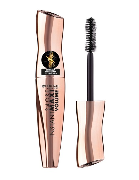 Máscara Deborah 24H Maxi Volume con ceramidas X3, pestañas con volumen extremo y cuidado.