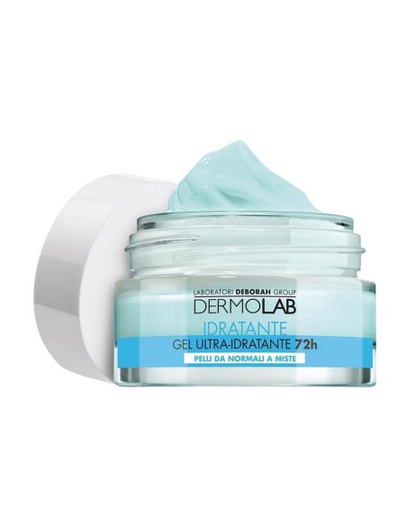Gel facial Dermolab piel mixta, hidratación intensa sin grasa.
