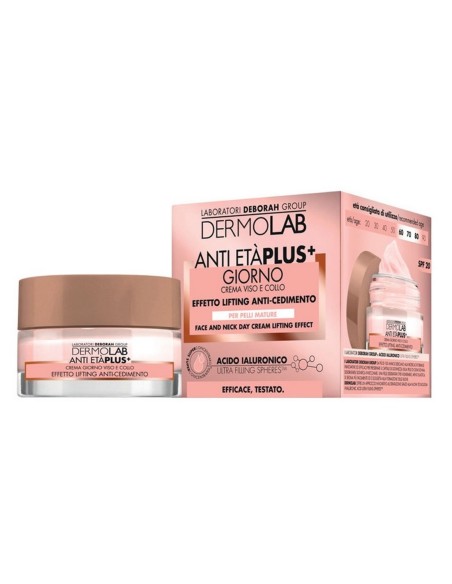 Crema Dermolab Antiedad Plus, mejora la elasticidad y reduce arrugas.