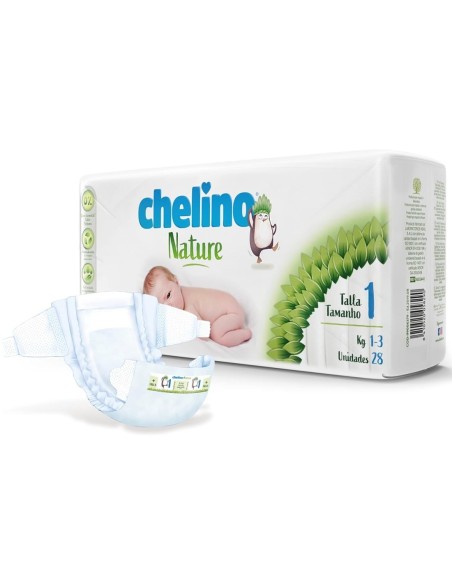 Pañales Chelino Nature Talla 1 para recién nacidos, ecológicos y suaves.