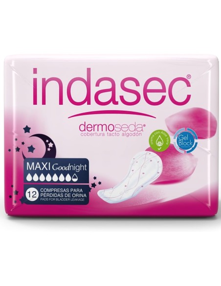 Indasec Compresa Maxi Noche Incontinencia Dermoseda 12 unidades