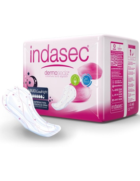 Pack 12 uds Indasec Maxi Noche con absorción alta y Dermoseda