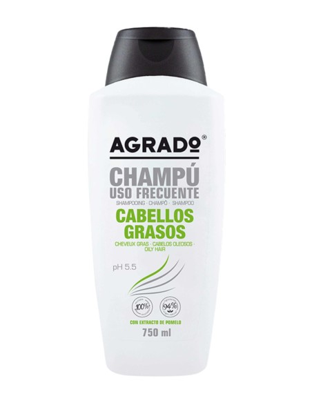 Agrado Champú para cabellos grasos 750 ml, limpieza diaria y control de grasa