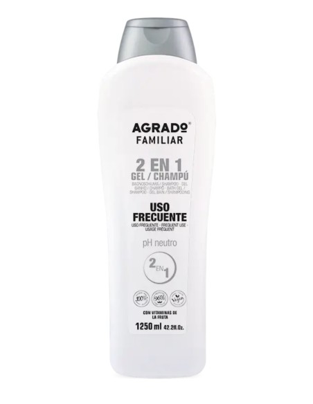 Gel Champú 2 en 1 Agrado 1250 ml, cuidado diario para cuerpo y cabello