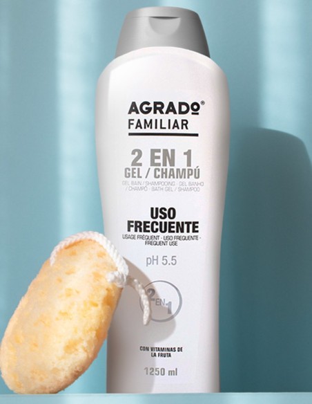 Agrado Gel de baño y champú familiar 2 en 1 1250 ml con pH neutro