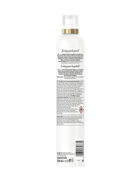 Pantene Laca Volumen 370 ml: fijación ligera, sin apelmazar, perfecta para dar cuerpo al cabello.
