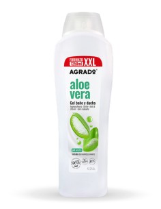 Gel de baño y ducha Agrado Aloe Vera 1250 ml con pH neutro y propiedades hidratantes.