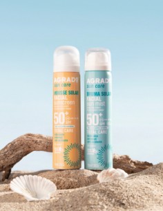 Bruma facial solar AGRADO SPF50+ con acabado invisible y sin alcohol, apta para pieles sensibles. 2