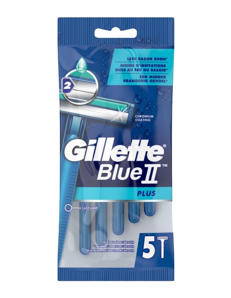 Gillette Blue II Plus 5 uds, maquinillas desechables con 2 hojas y aloe vera