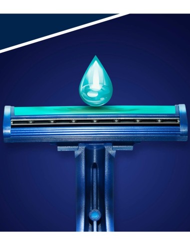 Gillette Blue II Plus con mango ergonómico y hojas dobles para un corte eficaz