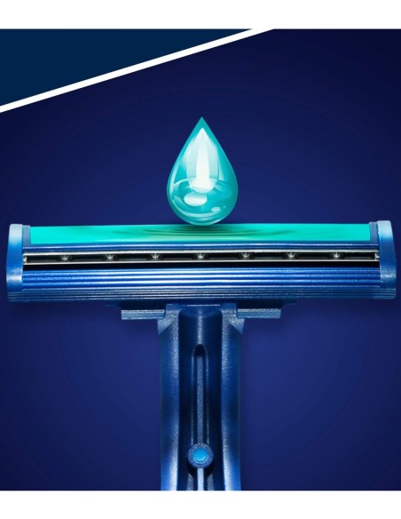 Gillette Blue II Plus con mango ergonómico y hojas dobles para un corte eficaz