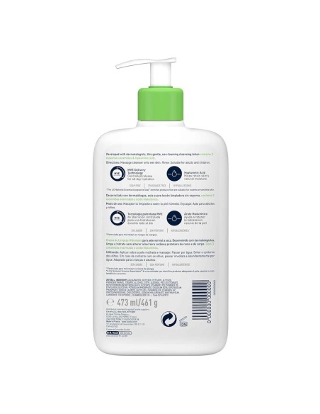 CeraVe 473?ml, limpiador facial y corporal para piel normal a seca con ceramidas.