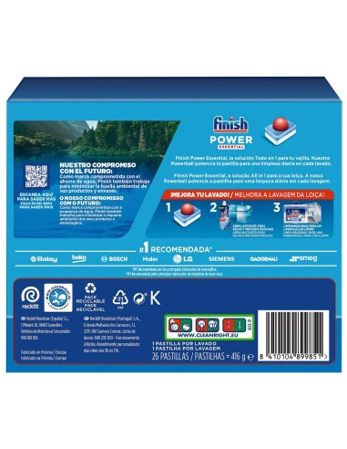 Finish Todo en 1 Limón, limpieza profunda y brillo en pastillas lavavajillas.