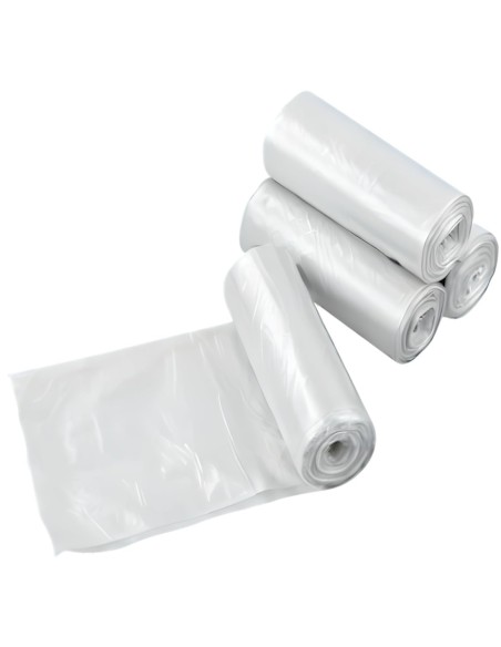 Pack de 10 sacos de basura blancos 85x105 cm galga 150, resistentes y de 100L.