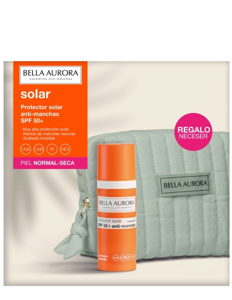 Bella Aurora solar facial SPF50+ piel seca con neceser de regalo