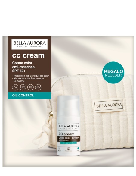 Bella Aurora CC Cream Oil Free SPF50 con neceser de regalo