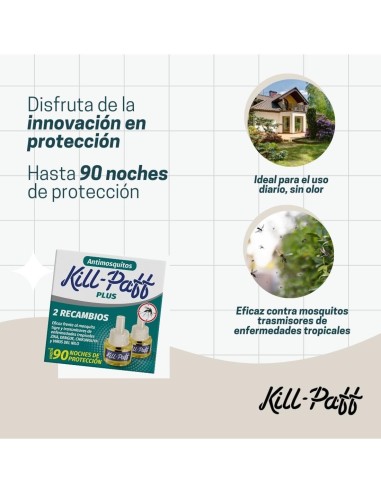 Pack 2 recambios Kill Paff para difusor eléctrico anti-mosquitos