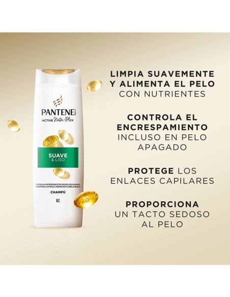 Pantene Suave y Liso 385 ml con fórmula antiencrespamiento