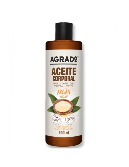 Aceite corporal Agrado Argán 250 ml con vitamina E, hidratación profunda y piel sedosa