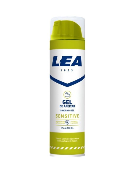 LEA Gel de Afeitar Sensitive 200 ml: afeitado suave para pieles sensibles con aloe vera y aceite de aguacate.