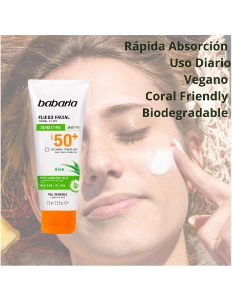 Protector solar facial Babaria 75 ml piel sensible SPF50+
