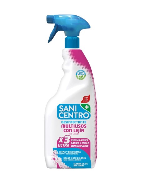 Sanicentro Limpiador Multiusos con Lejía 750 ml, limpieza y desinfección eficaz en formato pistola

