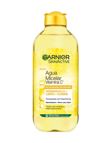 Garnier Agua Micelar con Vitamina C 400 ml, limpieza e iluminación facial