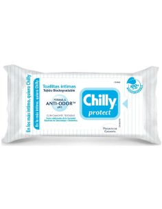 Chilly Toallitas Íntimas Protect 12 uds, con antibacteriano natural para higiene íntima