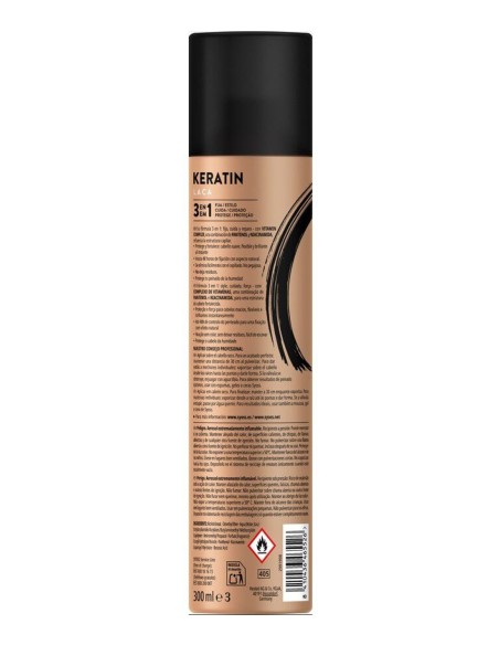 Laca Syoss Keratin spray 400 ml fijación fuerte y flexible sin apelmazar