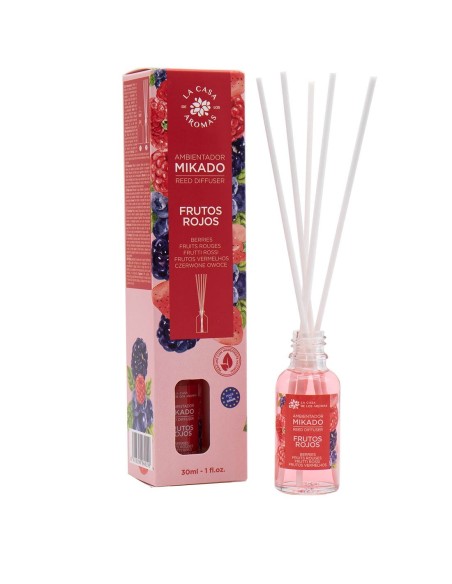 Mikado 30 ml ambientador frutos rojos, aroma fresco y frutal para estancias pequeñas