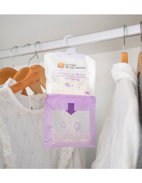 Colgador antihumedad con aroma a lavanda, práctico para mantener ambientes secos