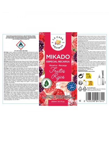 Repuesto mikado frutos rojos, fragancia alegre y duradera para tu hogar