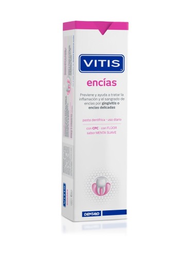 VITIS Pasta Dentífrica Encías 150?ml con CPC, pantenol y zinc para encías sanas y sin sangrado.