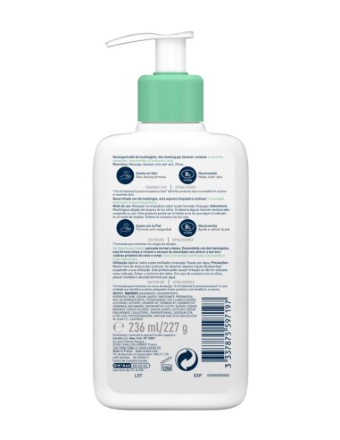 CeraVe Limpiador Espumoso 236ml limpia rostro.