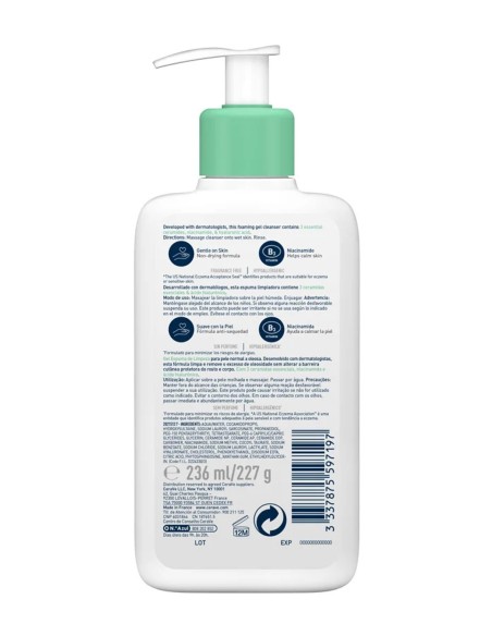 CeraVe Limpiador Espumoso 236ml limpia rostro.