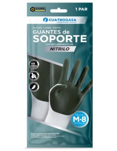 Guante de soporte nitrilo verde talla 08, ajuste ergonómico y protección profesional en uso intensivo. 2