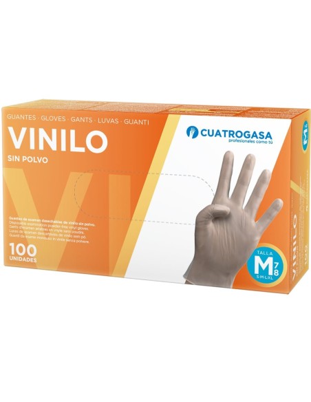 Caja de guantes de vinilo sin polvo talla M Cuatrogasa.

