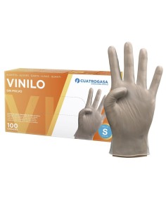 Guantes vinilo sin polvo talla 7 pequeña, caja de 100 unidades para protección desechable