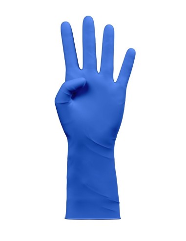 Guantes desechables látex azul reforzado talla grande sin polvo, alta protección para tareas profesionales