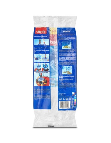Vileda Fregona Azul de microfibra, ideal para suelos delicados y limpieza diaria