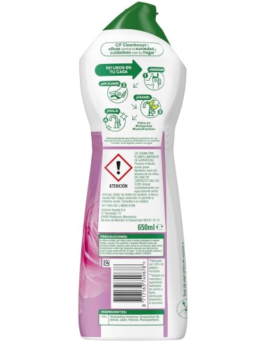 Crema Cif para baño 650 ml, brillo duradero y frescor en grifería y azulejos