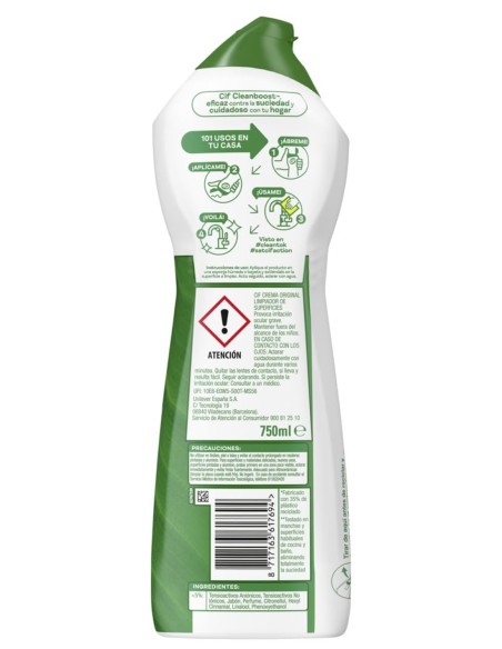 Limpiador crema Cif Blanco original 750 ml para superficies brillantes
