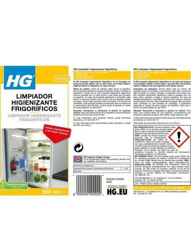 Limpiador HG en pistola para neveras y congeladores, seguro para superficies alimentarias
