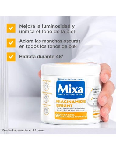 Mixa hidratante antimanchas 400 ml, ideal para piel seca, apagada o con rojeces

