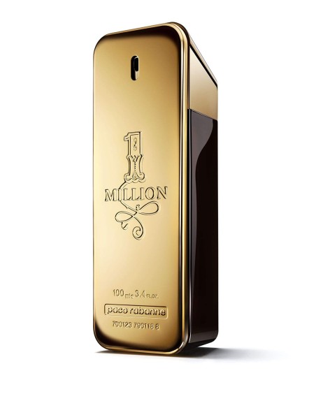Frasco de Rabanne 1 Million Eau de Toilette de 100 ml con forma de lingote de oro.
