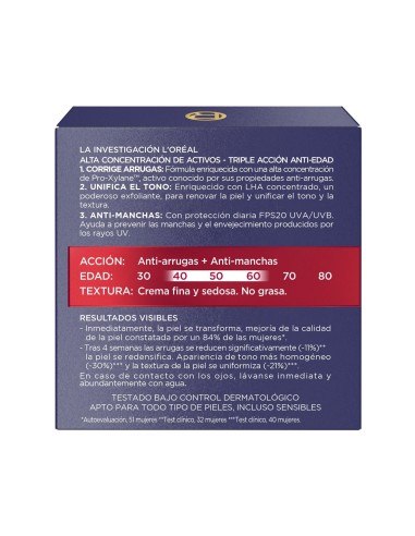 Crema facial L'Oréal Revitalift Laser X3 con protección solar.