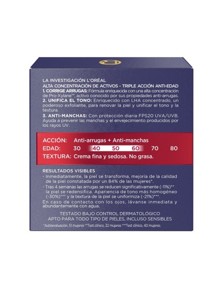 Crema facial L'Oréal Revitalift Laser X3 con protección solar.